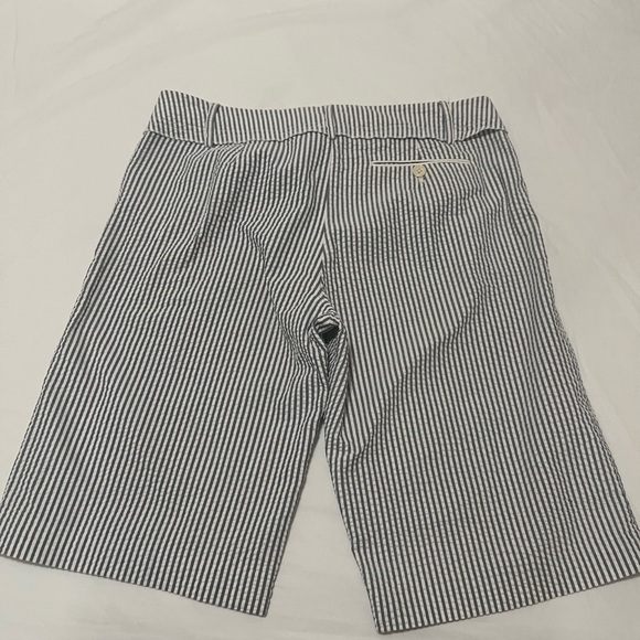 BCBG maxazria blue/white seersucker cotton shorts. - Picture 2 of 6